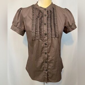 Apt 9 Brown Short Sleeve Button Down Blouse M